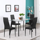 Dining Chairs Set Of 4  Pu Leather Balck Kitchen Chairs With Padded High Back   
