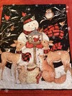 1 Handmade Colorful Christmas Snowman W  Friends Quilted Throw  41    X 49    New