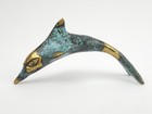 2 Vintage Patinated Bronze Or Brass Metal Dolphin Fish Figurines Paperweights