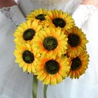 Artificial Sunflowers Flowers 8pcs Single Long Stem Large Faux Silk Sunflower   