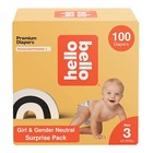 100 Count Hello Bello Premium Diapers  Size 3  14-24 Lbs  Surprise Pack For