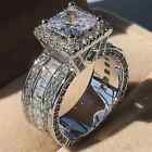 Gorgeous Women 925 Silver Filled Wedding Ring Princess Cut Cubic Zircon Sz 5-11