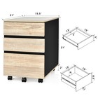 Costway 3-drawer Mobile File Cabinet Vertical Filling Cabinet For Home Office
