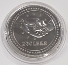 2001 Albania 200 Leke  925 Silver Coin integration W europe Bu In Capsule