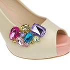2pcs Brilliant Multicolored Crystal Shoe Clips Removable Rinestone Shoe Buckl   
