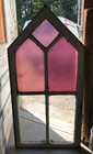 Antique Vtg 5 Lite Peaked Amethyst-stained Window Sash 25x50 Old 1447-25b