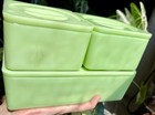 Vintage Jeannette Glass Jadeite Square Refrigerator Dishes - Full Set With Lids 