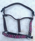 Pink  Silver  Black Beaded Leather Horse Size Halter
