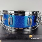 Vtg 1966 Rogers 5x14 Blue Sparkle Glitter Tower Snare Drum 8 Beaver Tail Lugs