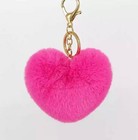 Heart Faux Fur Pompom Ball Keychain Bag Key Ring Charms Key Holder 