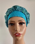 Surgical Scrub Cap  Nurses Hat  Bouffant  Teal And Green Vines On Gray