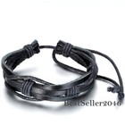 Handmade Leather Wrap Braided Adjustable Cuff Bracelet Wristband Men Women