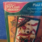 J   P Coats Christmas Plaid Bear Latch Hook Kit 25519  24   x36    1997 Usa Nip Vtg