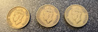 Hong Kong  3  10 Cent Coins 1948  1949  And 1950 - George Vi
