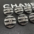 10 Chanel Buttons Silver Black With Stones  18mm Metal Vintage