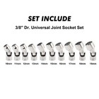 10 Piece Flex Socket Set 3 8 Inch Drive Universal Joint Metric Cr-v 12 Point