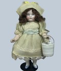 Antique 6  German All-bisque Mold 5114 Little Girl Doll W Bucket 