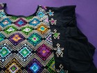  Embroidery Black Huipil Diamond Authentic Mexican Women s Size Large Shirt