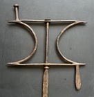  2108-antique Early Wrought Iron Garden Row String Line Winder Spool Folk Art