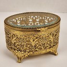 Vtg Hollywood Regency Gold Filigree Ormolu Beveled Glass Jewelry Casket Box 4 