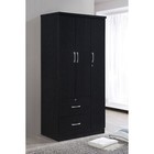 Hodedah Import 3 Door Armoire W  Clothing Rod  Shelves    2 Drawers  Black used 