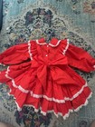 Vintage Mary Louise Girls 3t Red Dress With Lace  Bow    Ruffles Super Full