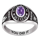 Personalized Oval Shape High School Class Ring Collection In 925 Sterling Silver