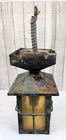 Vintage Exterior Copper Arts And Crafts Amber Glass Wall Sconce Light Fixture