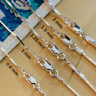 Real Solid 925 Sterling Silver Square Diamond Cut Snake Italian Chain Necklace