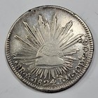 1824 Mo Mexico Silver 8 Reales Hookneck Circulated Old Cleaning Scarce  w344
