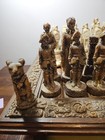 Chess Set Large 21  Mexico Hand Crafted Conquistadors Wood 2 Drawers Resin Maya 