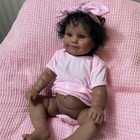 19  African American Reborn Doll Dark Skin Girl Maddie Full Vinyl Newborn Bath