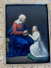Antique Copper Retablo St  Anne And Child Maria Italian C  1840