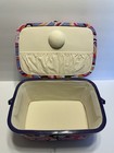 Retro Colorful Floral Fabric Covered Sewing Box  Storage With Wooden Handle