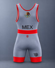 Mexico Wrestling Singlet Grey Red Mex Suplex Sells Sublimated Mexican Flag