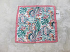 New Eton 100  Silk Pocket Square Green Pink Tropical Parrot Floral Italy