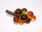 Vtg Mcm Amber Lucite Grapes Cluster Bunch On Faux Wood 8 5 