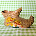 Unique Vintage Mushroom Elf Gnome Boot Plastic Planter Woodland Kitsch Rare