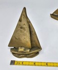 Solid Brass Sailboats Decor Paperweight Mid Century Modern 5  Vintage Brass Boat
