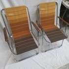 Vintage Zip Dee Folding Lawn Chairs Retro Airstream With Steel Frame Brown
