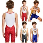 Kids Gymnastics Gym Leotard Stretchy Wrestling Singlet Mma Boys Training Sports