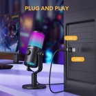 Black Gaming Microphone With Quick Mute  Programmable Rgb Lights And Usb Mic