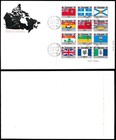 Canada Fdc 1979 06 15  Provincial Flags Block 12x 17c Silver Map Cachet C032