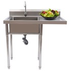 Commercial Restaurant Kitchen Sink With Faucet Free Standing Single Bowl Sink