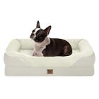 Xl Dog Bed Orthopedic Foam Beige Pet Sofa 42x30x7 5  - Removable Cover   Bolster