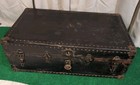 Vintage Antique Large Black Steamer Trunk With Tray Coffee Table Travel Chest