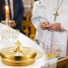 Zhehao 1 Plates Gold Communion Set  Holy Trays With Lid  Stainless Steel