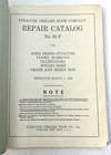 Vintage 1940 Syracruse Chilled Plow Co  Repair Catalog No  38-f For John Deere