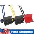 Heavy Duty Snow Shovel With Wheels Steel Dual Handle Push Snow Pusher Shovel