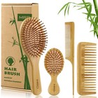 Mrd Hair Brush Set  Natural Bamboo Comb Paddle Detangling Hairbrush  Wide-tooth